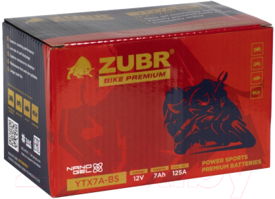 Мотоаккумулятор Zubr Bike Premium L+ / YTX7A-BS 