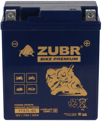 Мотоаккумулятор Zubr Bike Premium R+ / YTX7L-BS