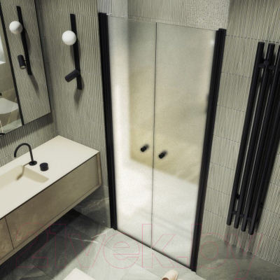 Душевая дверь MaybahGlass 198x89 / MGD-436-6 (сатин стекло/черный)