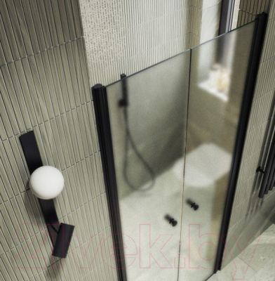 Душевая дверь MaybahGlass 198x99 / MGD-445-6 (сатин стекло/черный)