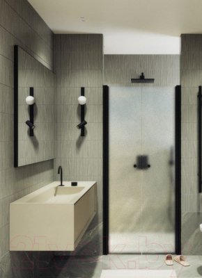 Душевая дверь MaybahGlass 198x99 / MGD-445-6 (сатин стекло/черный)