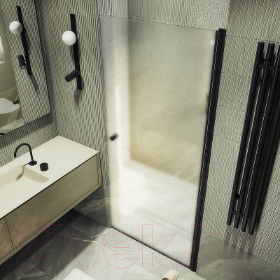 Душевая дверь MaybahGlass 198x80 / MGD-808-6 (сатин стекло/черный)