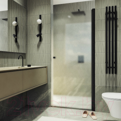 Душевая дверь MaybahGlass 198x90 / MGD-814-6 (сатин стекло/черный)