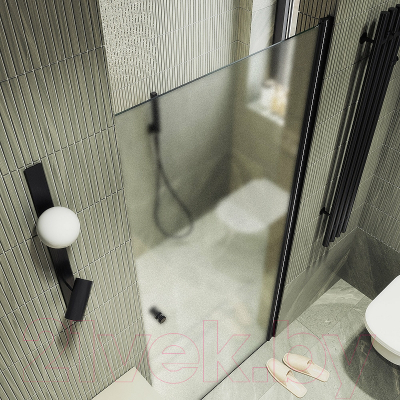 Душевая дверь MaybahGlass 198x90 / MGD-814-6 (сатин стекло/черный)