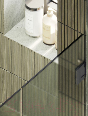 Душевая дверь MaybahGlass 195x101 / MGD-472-6 (сатин стекло/черный)