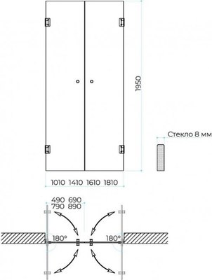 Душевая дверь MaybahGlass 195x141 / MGD-473-6