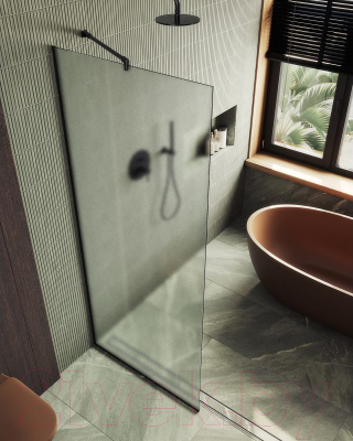 Душевая стенка MaybahGlass 195x109 / MGD-680-6у (сатин стекло/черный)