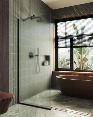 Душевая стенка MaybahGlass 195x89 / MGD-690-6у (сатин стекло/черный)