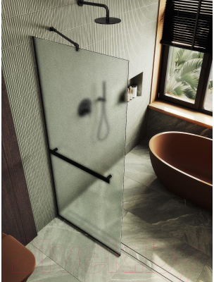 Душевая стенка MaybahGlass 195x119 / MGD-719-6у (сатин стекло/черный)