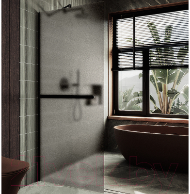 Душевая стенка MaybahGlass 195x109 / MGD-713-6у (сатин стекло/черный)