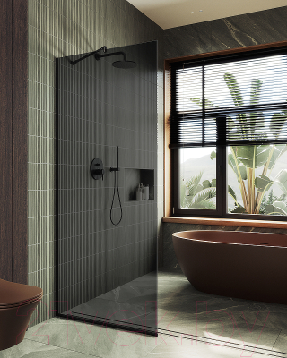 Душевая стенка MaybahGlass MGD-681-6у (графитовое стекло/черный)