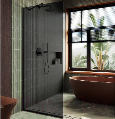 Душевая стенка MaybahGlass MGD-686-6у (графитовое стекло/черный)