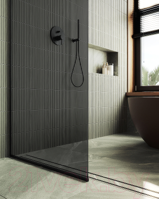 Душевая стенка MaybahGlass MGD-686-6у (графитовое стекло/черный)