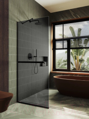 Душевая стенка MaybahGlass 195x79 / MGD-729-6у (графитовое стекло/черный)