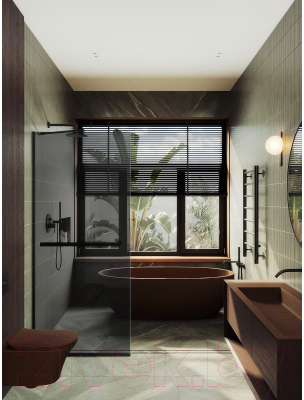 Душевая стенка MaybahGlass 195x79 / MGD-729-6у (графитовое стекло/черный)