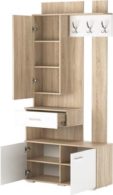 Секция в прихожую Памир Италия МУ-1000 (сонома/белый глянец)