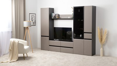 Тумба Mobi Сидней ТВ 13.63 (антрацит 0164/антрацит 0164/веллюто Капучино AG 707 ПВХ)