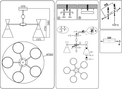 Люстра Ambrella Traditional TR3165/5 WH/BK