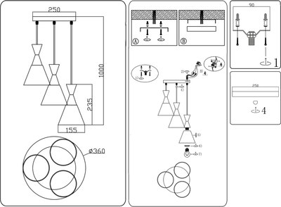 Потолочный светильник Ambrella Traditional TR3167/3 WH/BK