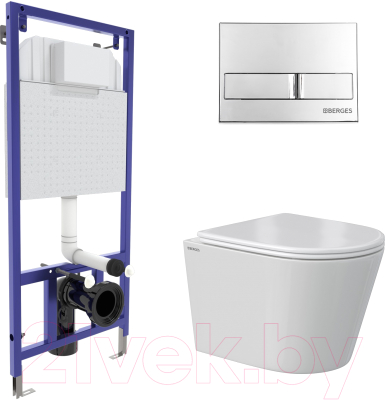 Унитаз подвесной с инсталляцией Berges Vita Rimless / 043371 - фото