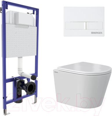 Унитаз подвесной с инсталляцией Berges Vita Rimless / 043373 - фото