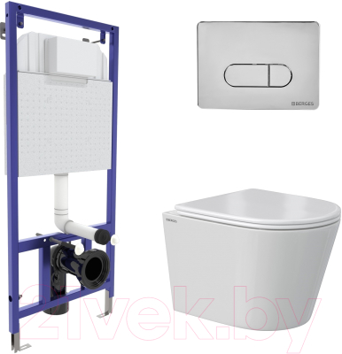 Унитаз подвесной с инсталляцией Berges Vita Rimless / 043375 - фото