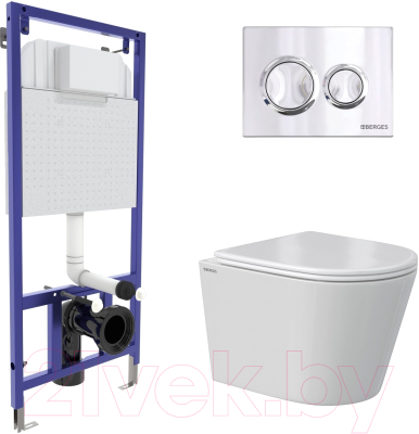 Унитаз подвесной с инсталляцией Berges Vita Rimless / 043377 - фото