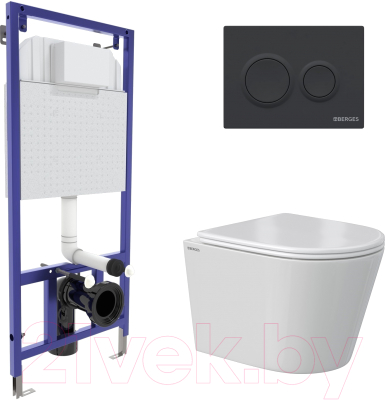 Унитаз подвесной с инсталляцией Berges Vita Rimless / 043378 - фото