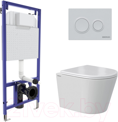 Унитаз подвесной с инсталляцией Berges Vita Rimless / 043380 - фото