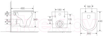 Унитаз подвесной с инсталляцией Berges Vita Rimless / 043384