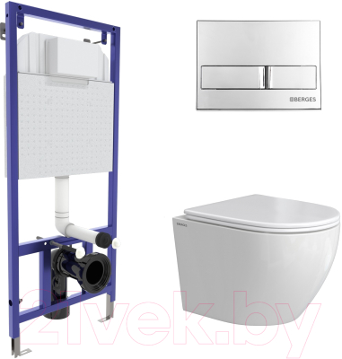 Унитаз подвесной с инсталляцией Berges Okus Rimless / 043386 - фото