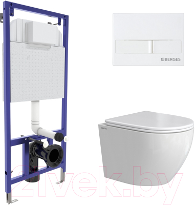Унитаз подвесной с инсталляцией Berges Okus Rimless / 043388 - фото