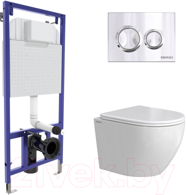 Унитаз подвесной с инсталляцией Berges Okus Rimless / 043389 - фото