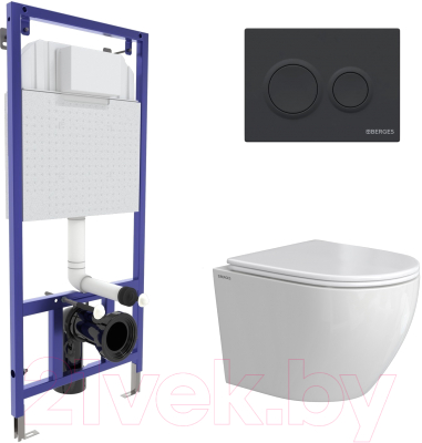 Унитаз подвесной с инсталляцией Berges Okus Rimless / 043390 - фото