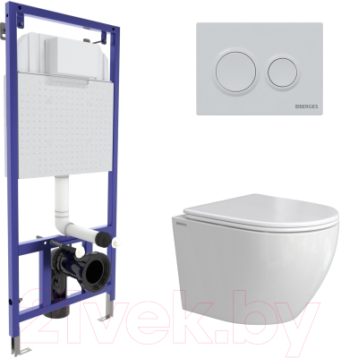 Унитаз подвесной с инсталляцией Berges Okus Rimless / 043391 - фото