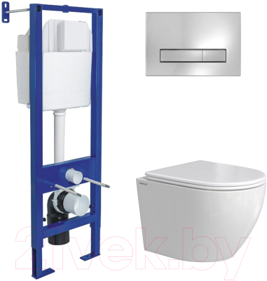 Унитаз подвесной с инсталляцией Berges Okus Rimless / 043392 - фото