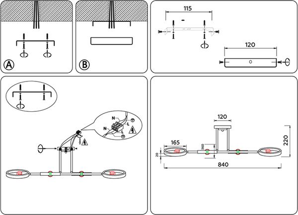 Люстра Ambrella Traditional TR8247/4 WH/LWD