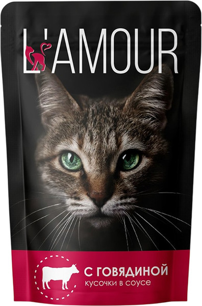 Влажный корм для кошек L'amour С говядиной в соусе - фото