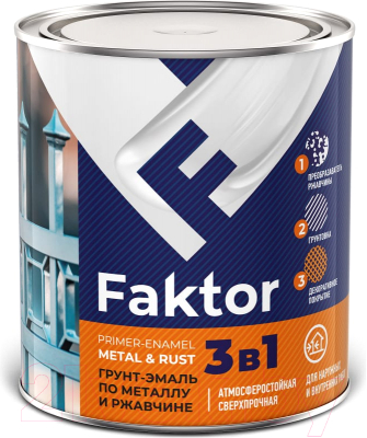 Грунт-эмаль Ярославские краски Faktor на ржавчину 3 в 1