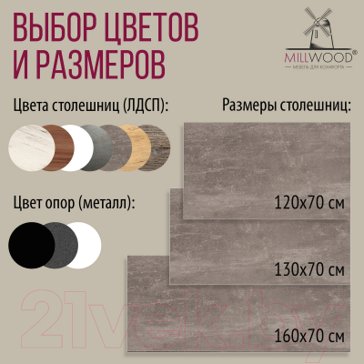 Письменный стол Millwood Лофт Сиэтл ДТ-5 160x70x75
