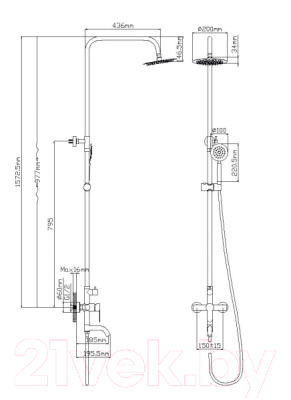 Душевая система со смесителем Wisent WP735-003-2