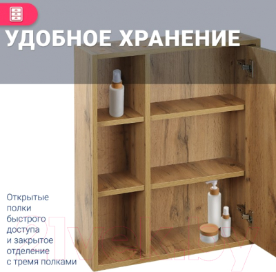 Шкаф с зеркалом для ванной Doratiz Лофт 50 / 2712.115