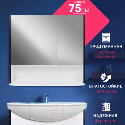 Шкаф с зеркалом для ванной Doratiz Астра 75 / 2711.060