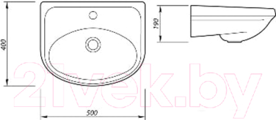 Умывальник Лобненский стройфарфор Браво 50 / 10/1/5/1-17