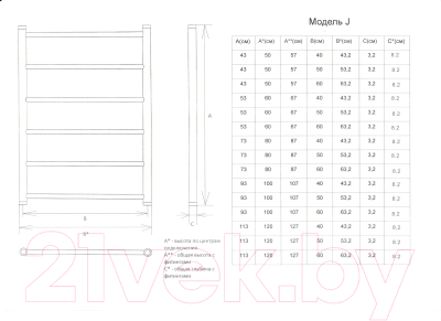 Полотенцесушитель водяной Двин J 60x40