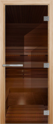 Стеклянная дверь для бани/сауны Doorwood Эталон 10мм 70x190 / DW02736 (бронза) - фото