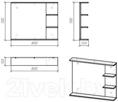 Зеркало Doratiz Гавайи 80 / 2711.158