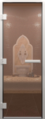 Стеклянная дверь для бани/сауны Doorwood Хамам без нижнего порога 81x200 / DW00858 (левая, бронза) - фото