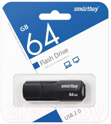 USB flash накопитель SmartBuy 64Gb Clue Black / SB64GBCLU-K