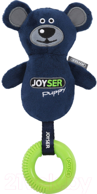Игрушка для собак Joyser Puppy мишка с резиновым кольцом и пищалкой / 7034J - фото
